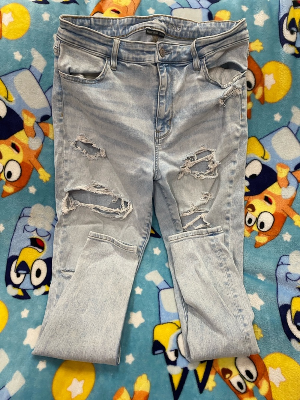 American Eagle Outfitters Light Blue Ripped Skinny Jeans